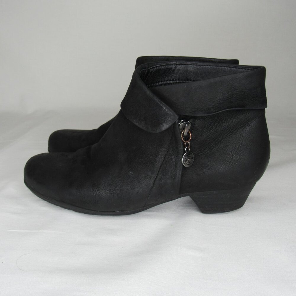 Abeo Black Leather MILA Ankle Boots Bootie Women's 8 - Picture 3 of 10